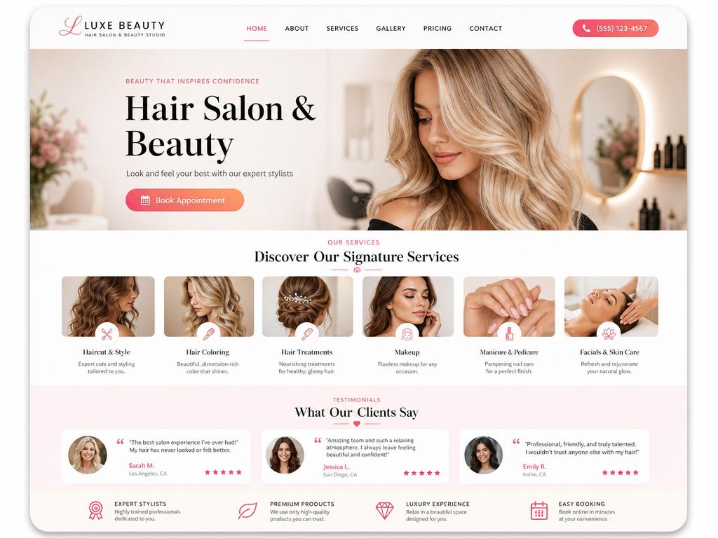 Salon website example