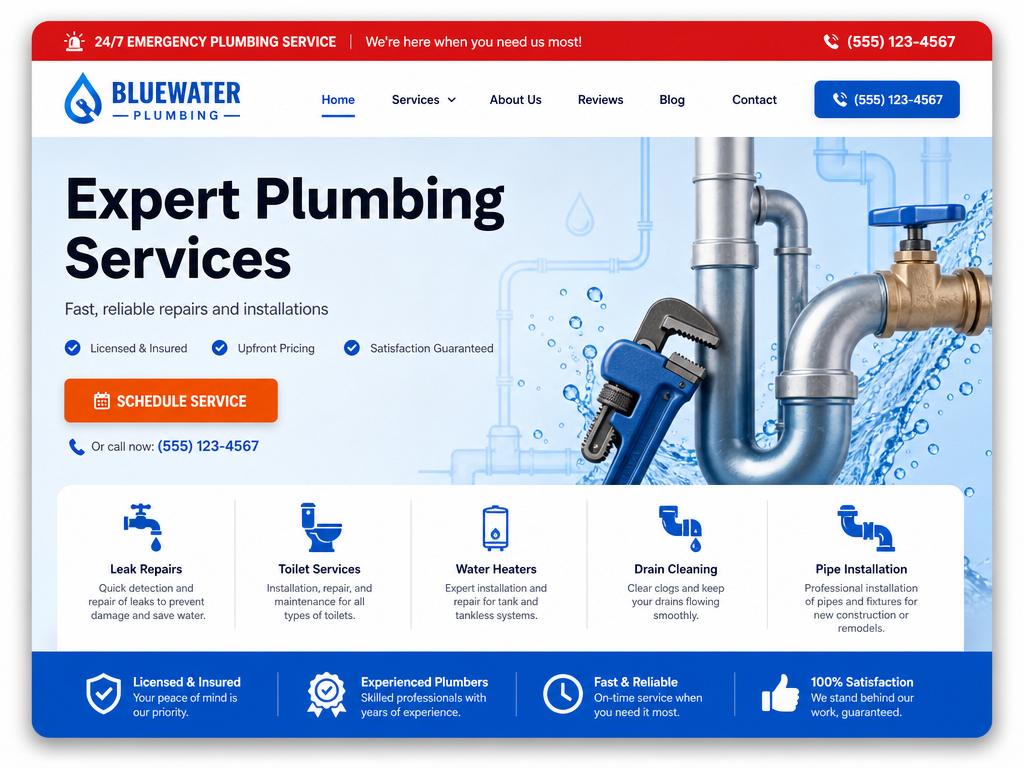 Plumbing website example