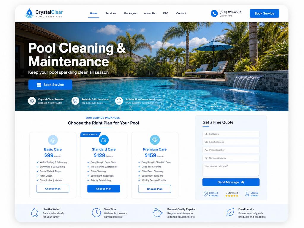 Pool service website example